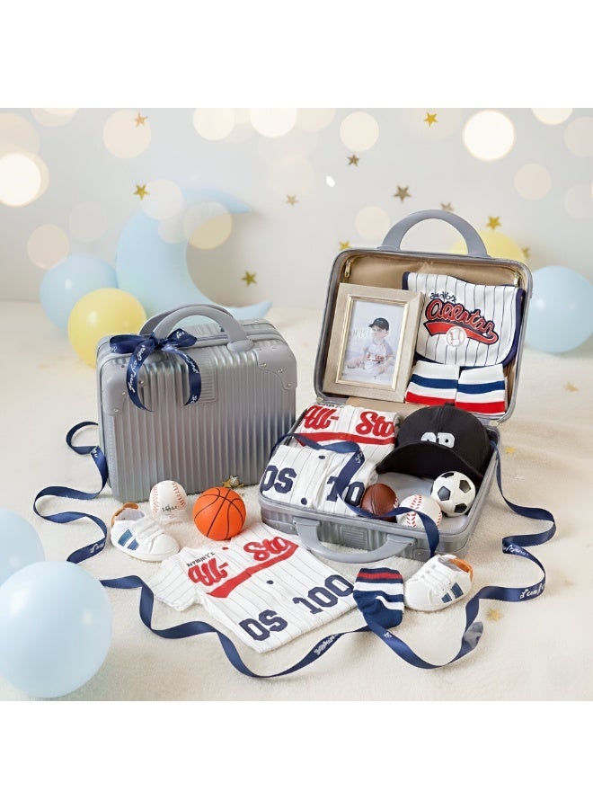 ESSENTIALS 360 Newborn Gift Set Sports Theme 0–3 Months 14 Pieces Baby Shower or First Visit Present with Clothing & Accessories in Premium Suitcase (Perfect for Baby Boy or Girl) - Image 5